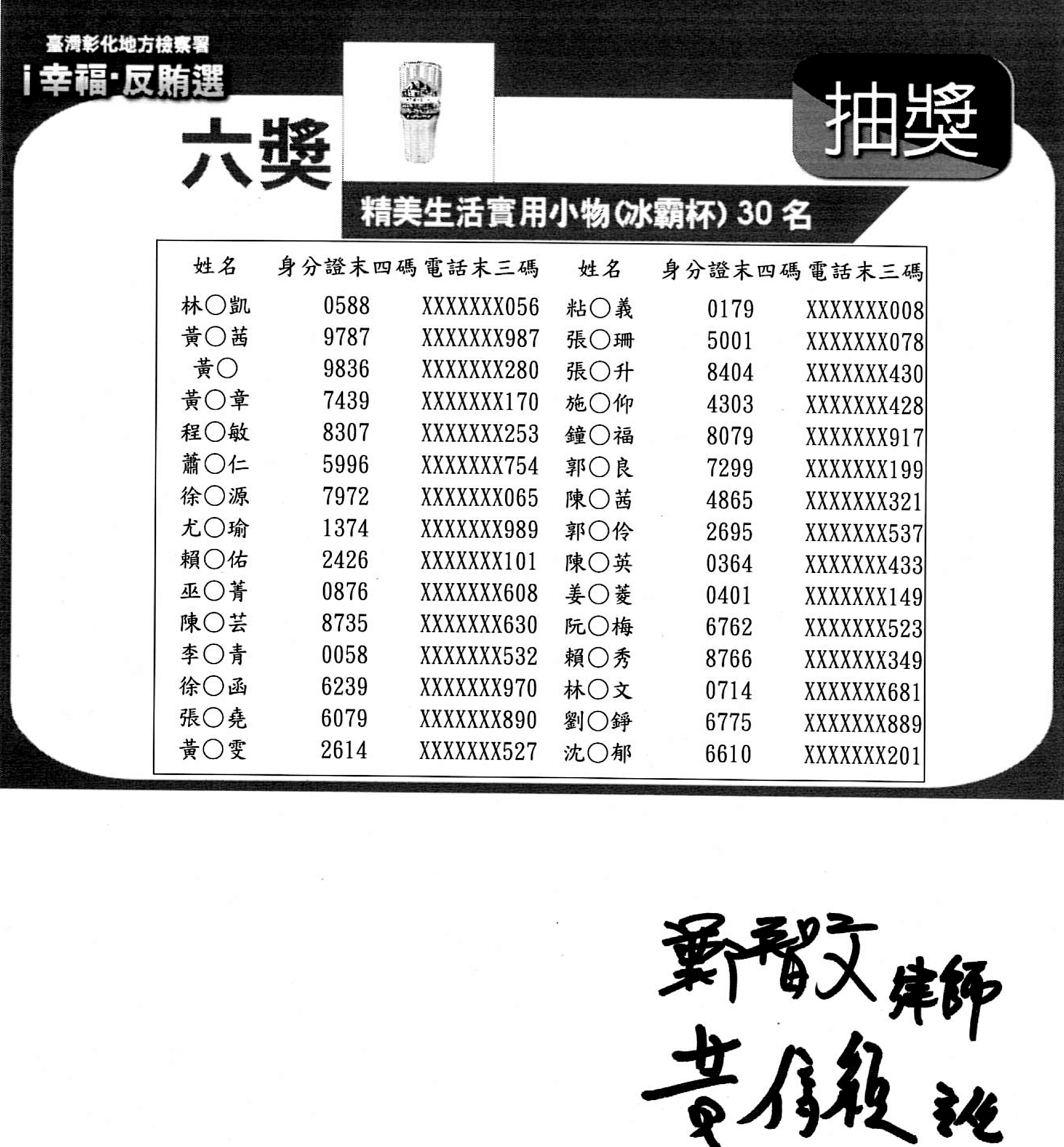 六獎