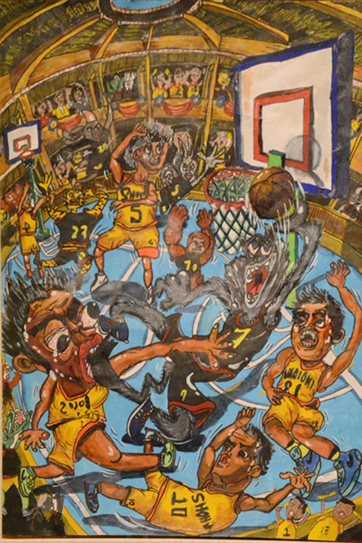 「人類和怪物打籃球」羅椲傑作品