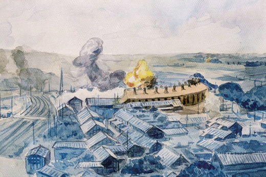 1945年4月15日盟軍空襲彰化驛及市街，扇形車庫旁大爆炸-蔡滄龍