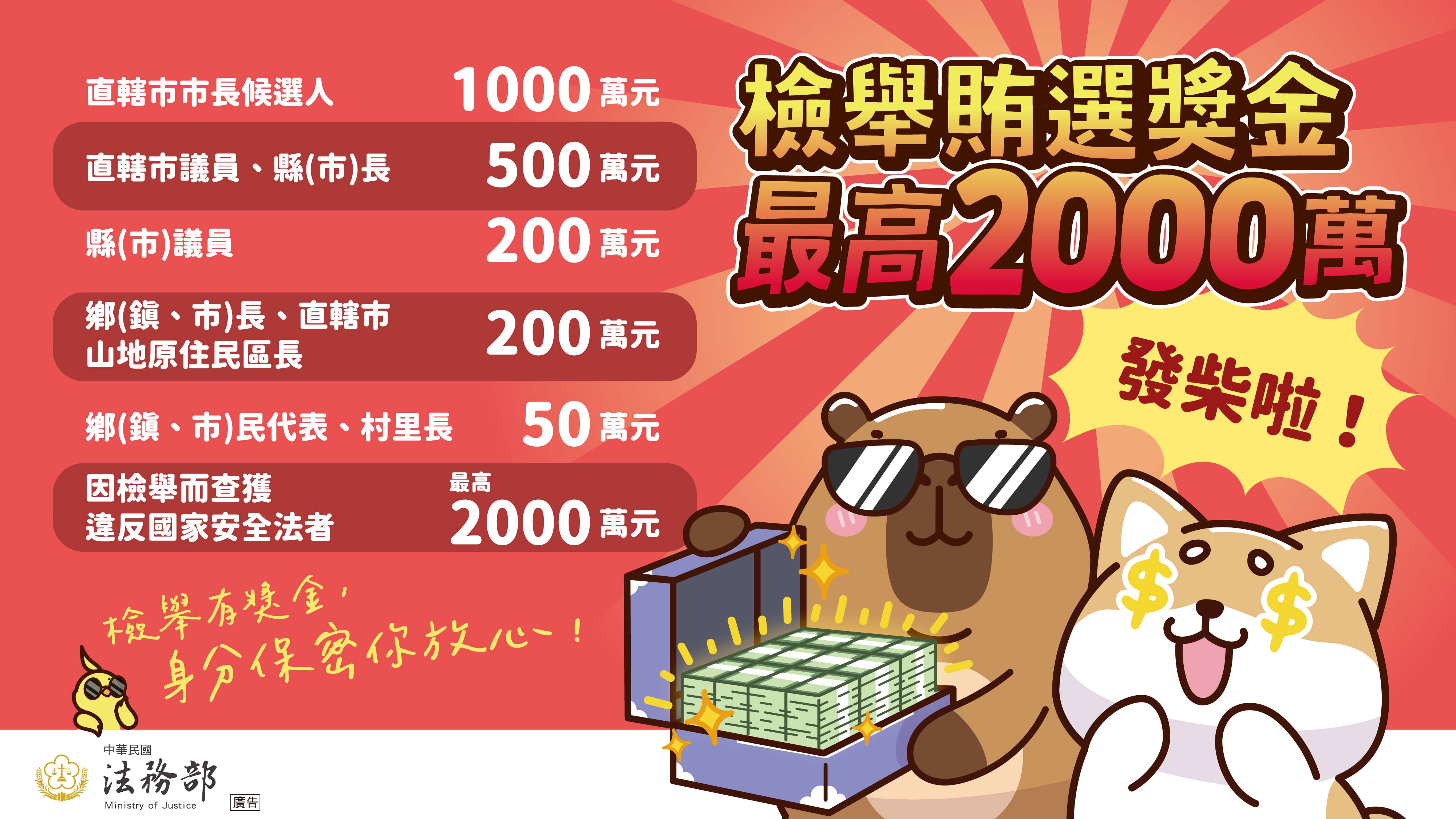 2026反賄選柴語錄圖卡－檢舉賄選獎金最高2000萬